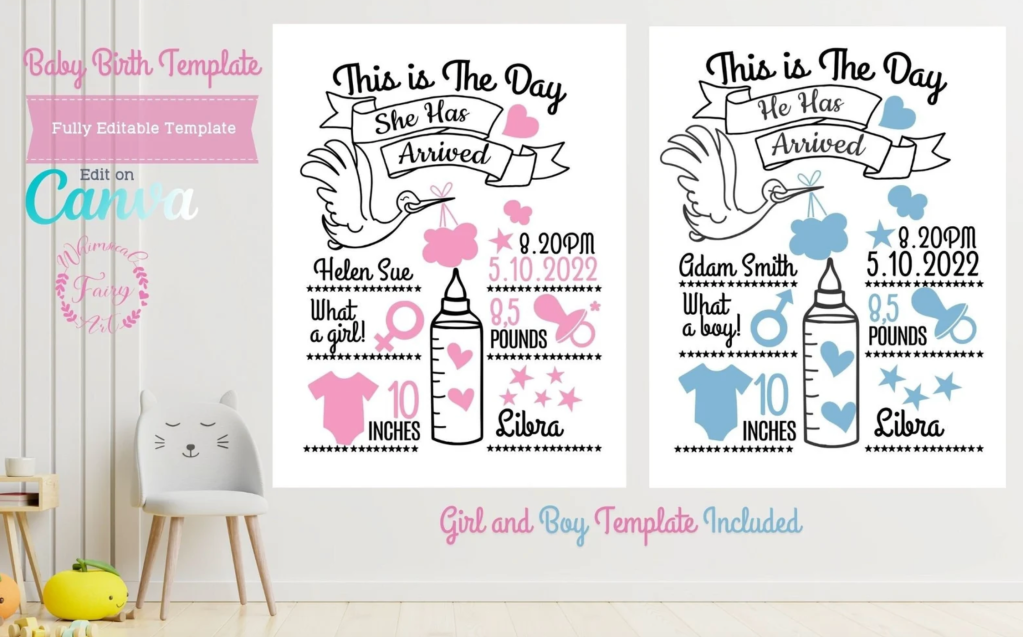Boy and Girl Baby Birth Template